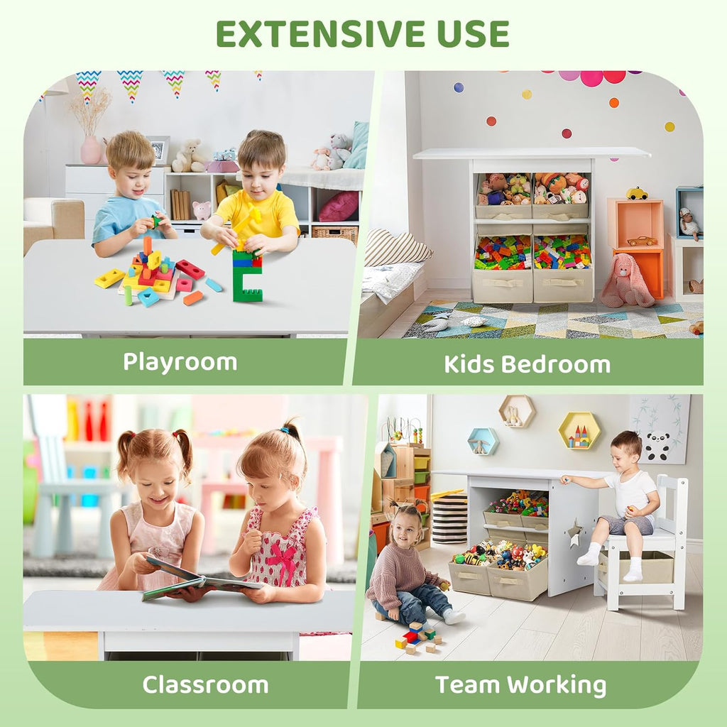 Kids Table and Chairs with Storage, 6 Drawers Toddlers Table and Chair Set- Ideal for 3-8 Years Old, European Grade