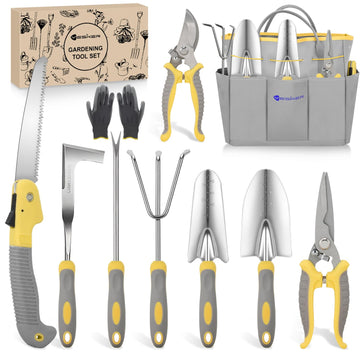 Gardening Tools 10-Piece Heavy Duty Garden Tool Set Gardening Supplies Gifts for Women Men Gardening Hand Tool Kit w