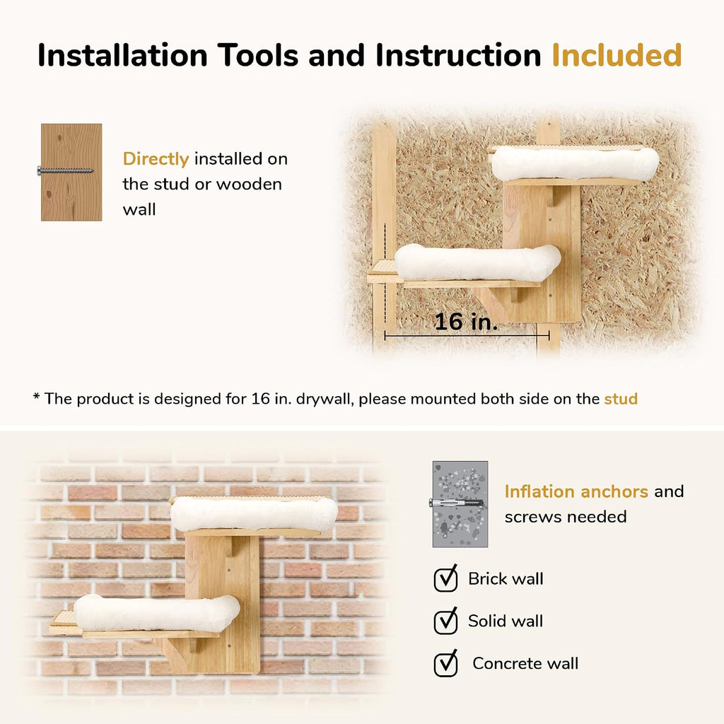 Cat Wall Shelves, 2 Platform with Soft Cushion Perch