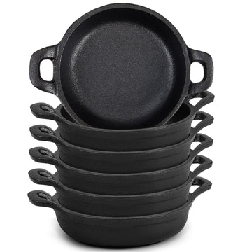6 Pack Mini Cast Iron Skillets 5 x 5 x 1.3 Inch Pan Ramekin Set