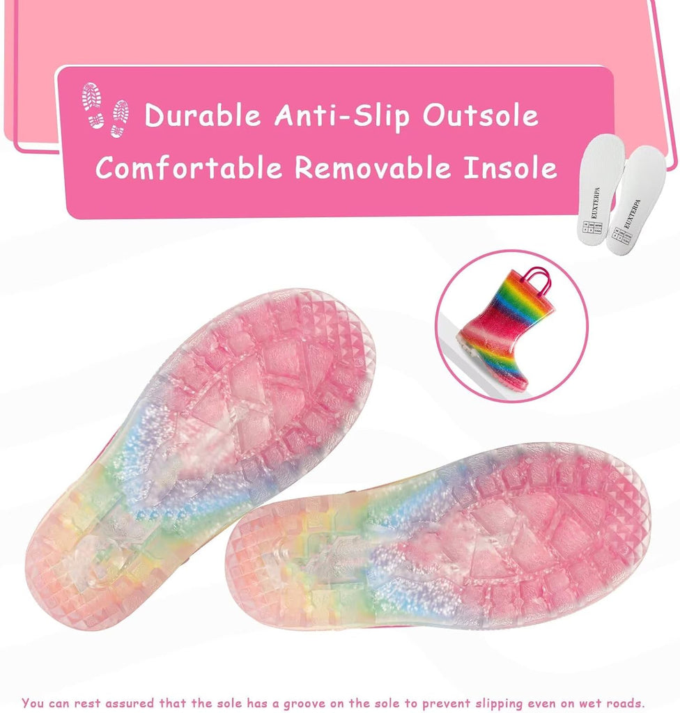 Girls Glitter Rain Boots Kids Light Up Boots