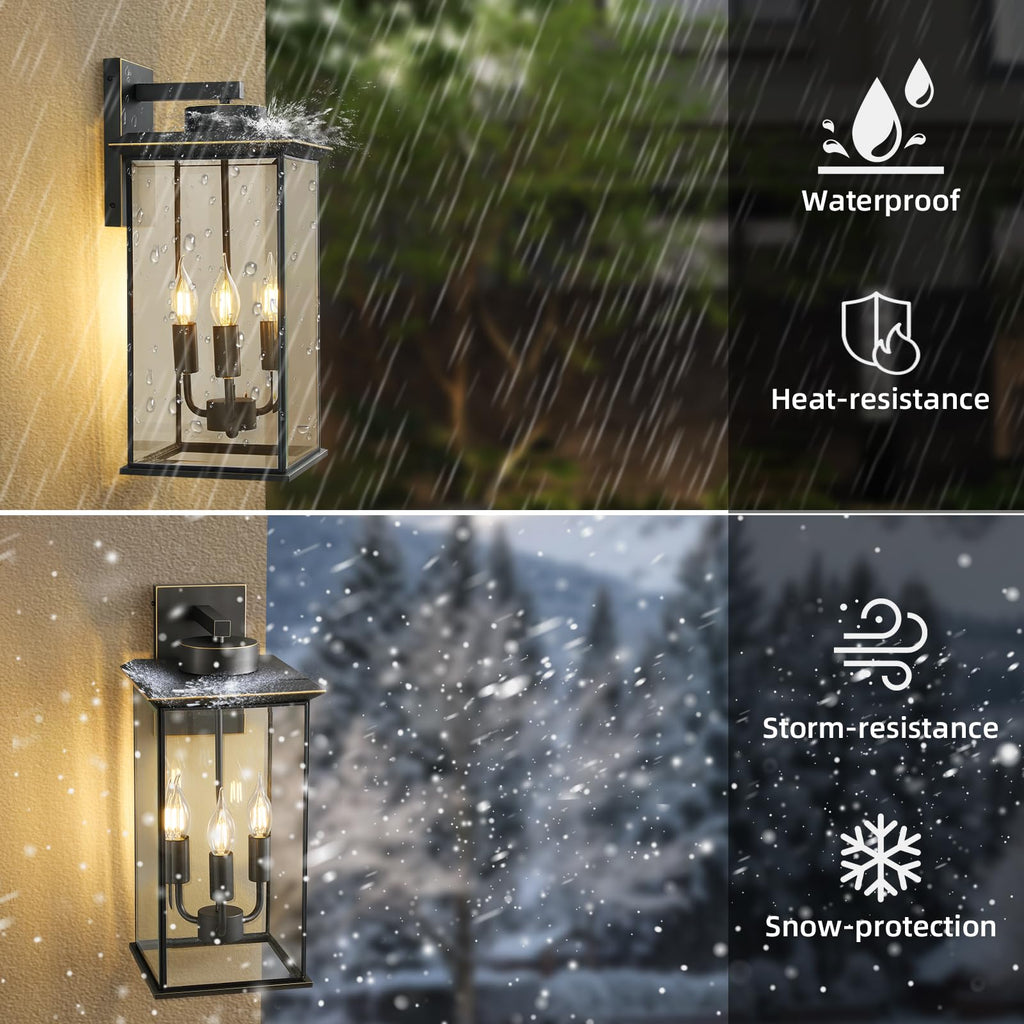 Large Oil‐Rubbed Bronze Outdoor Wall Sconce, Exterior Porch Light