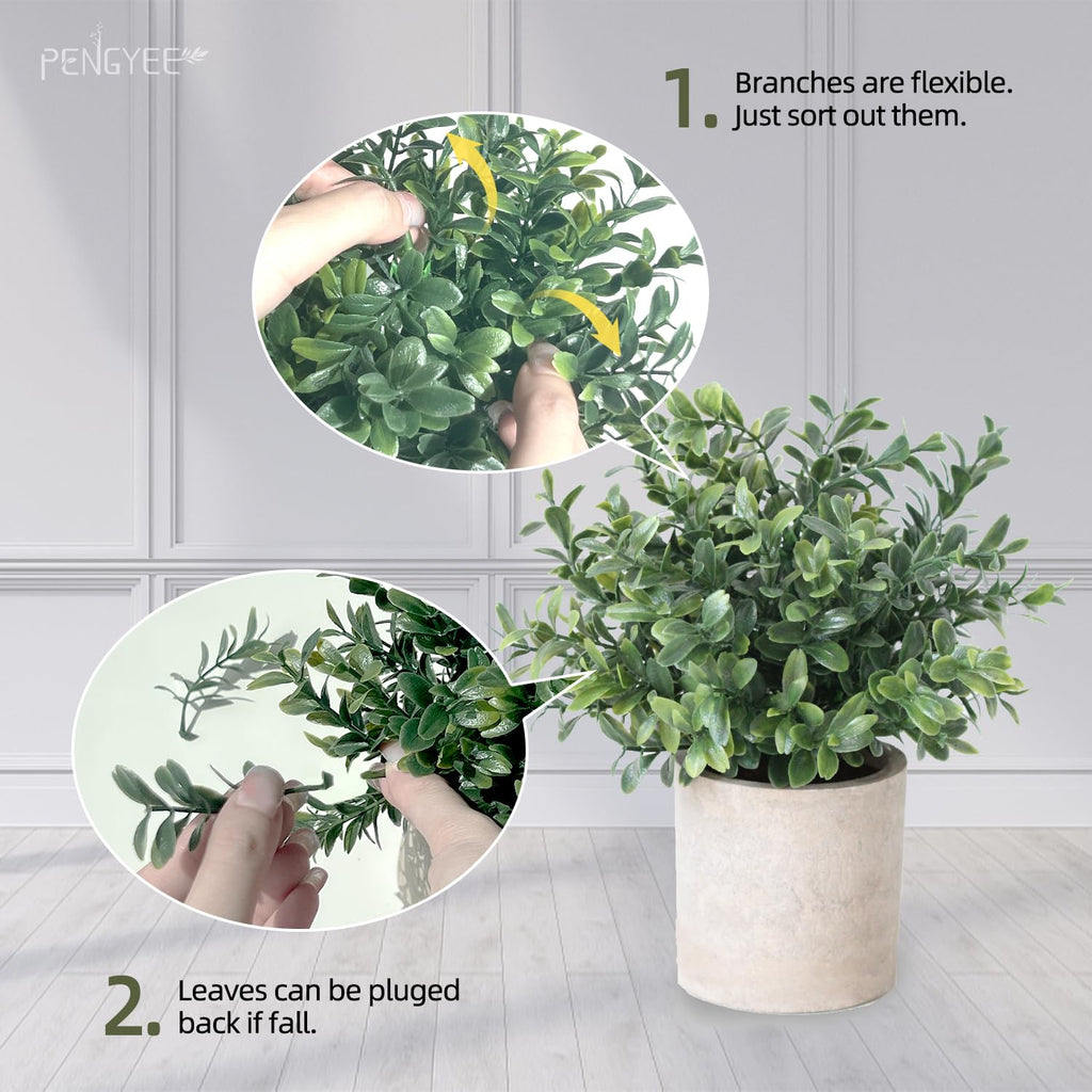 4 Pack Small Fake Plants in Pulp Pot Decor