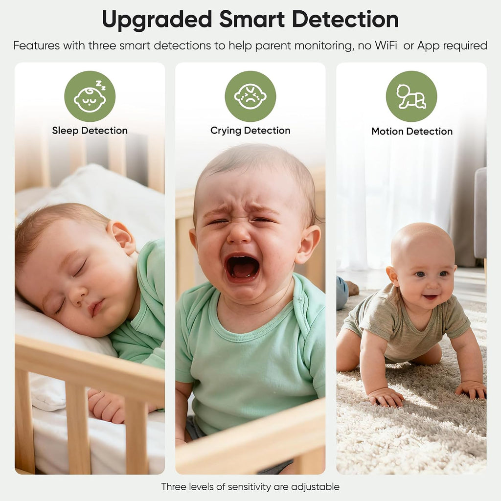 V2.0 1080P Baby Monitor with 2 Cameras, 7" Split Screen No WiFi