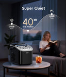 Portable Ice Makers Countertop, 8 Cubes in 6 Mins, 26lbs/Day, Bullet Ice Maker Machine with 2 Ice Sizes