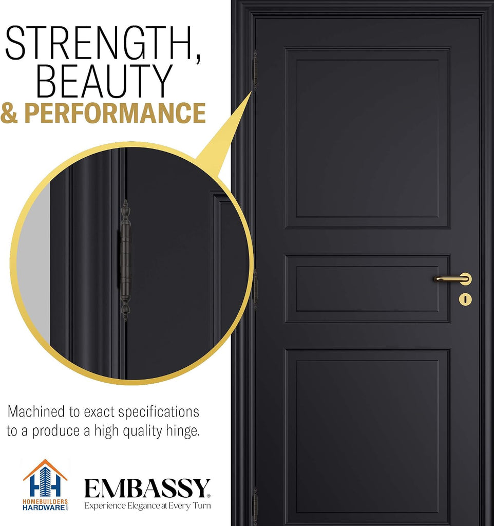 Door Hinge Solid Brass - 3.5 x 3.5 Inch, Heavy Duty, Oil Rubbed Bronze, Ball Bearings