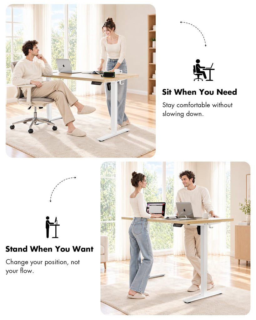 Standing Desk, 32 × 19 Inches Electric Height Adjustable, Sit and Stand Up, Computer Office Desk with Splice Board