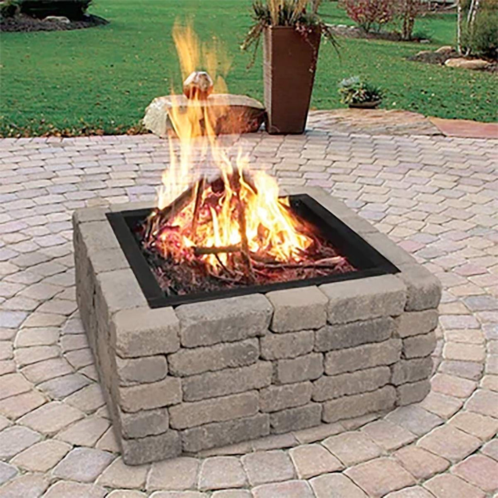 36" Square Shaped Outdoor Fire Ring, Compact Steel Fire Ring and Bonfire Liner, Black