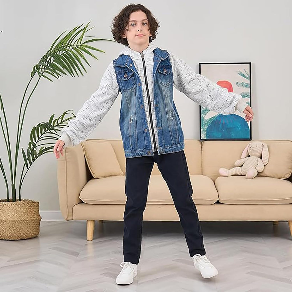Kids Boys Girls Hooded Denim Jacket