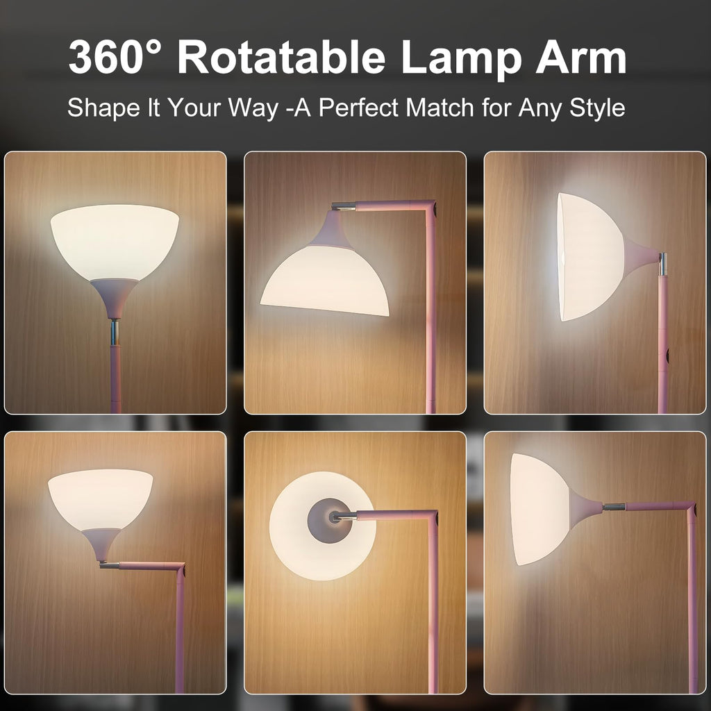 Adjustable head 76" Remote dimmable LED torchiere Floor Lamp, Pink