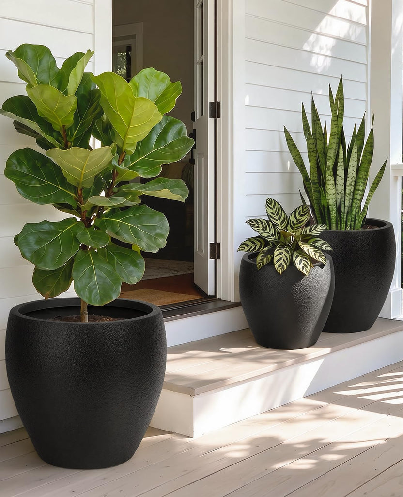 14.5/12/9.7 Inch Large Plastic Flower Pots with Drainage (3 Pcs)
