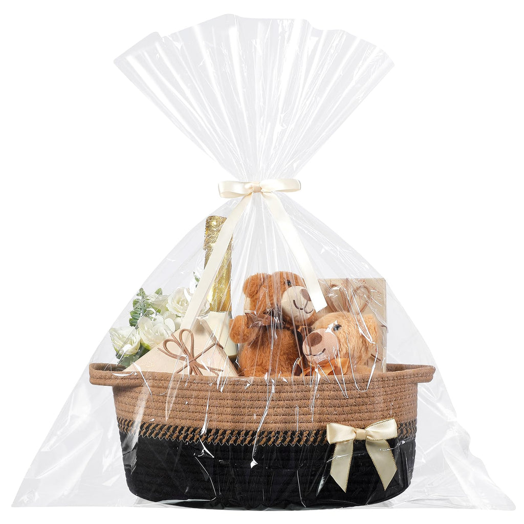 Woven Christmas Gift Basket Empty, Black Brown