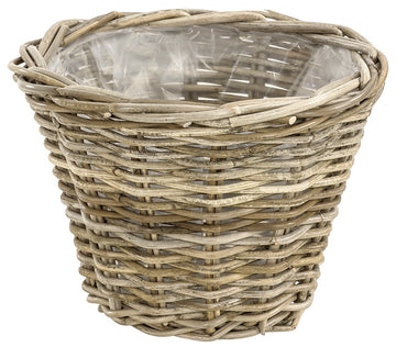 Rattan Plant Pot, Diameter 29 cm, Height 20 cm, Rattan Wicker, Grey/Brown