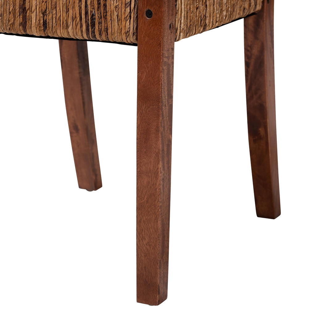Chabela Handwoven Seagrass Dining Chair Set of 2- Solid Mango Wood Frame with Woven Seat and Backrest, Rustic Boho