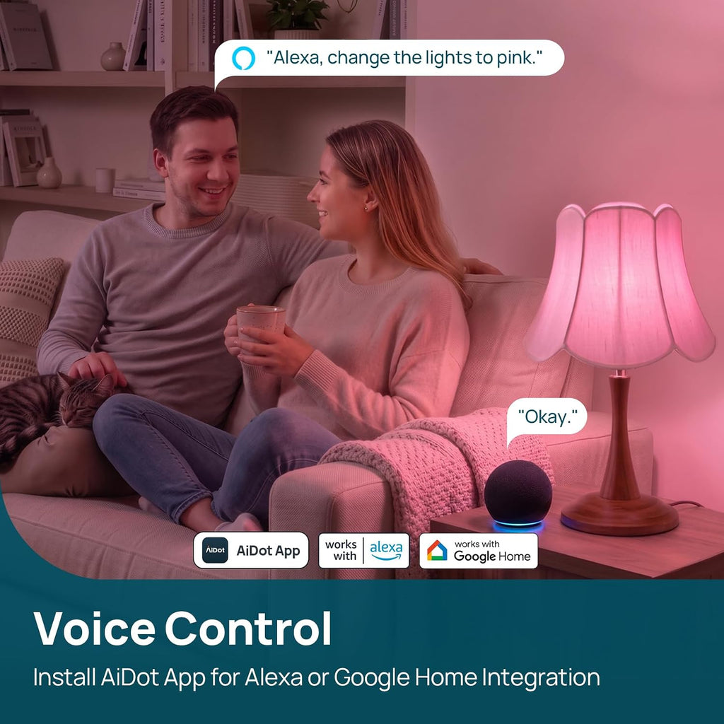 Smart Light Bulbs, Compatibale with Alexa, Google Home, AiDot