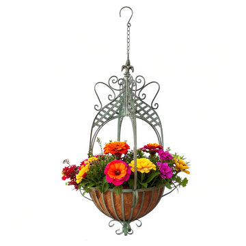 Large Hanging Planter for Outdoor Indoor Plants, 12.6-Inch Rustic Metal Hanging Basket for Farmhouse