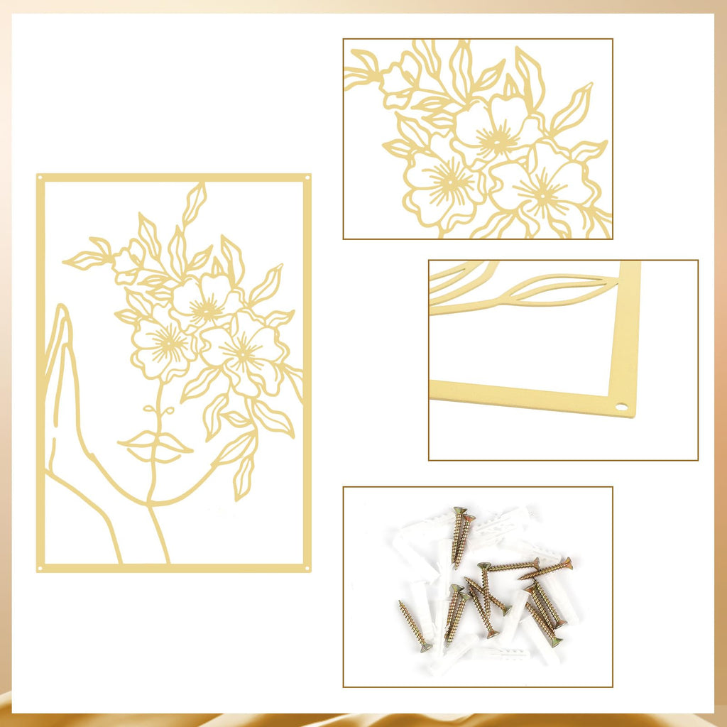 3 Pieces Gold Metal Wall Decor Minimalist Abstract Metal Wall Art