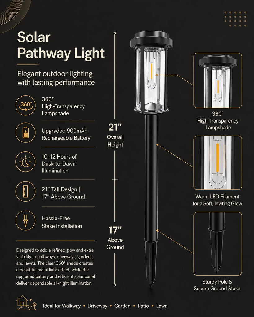 Solar Lights Outdoor Pathway, 8 Pack LED Solar Garden Lights