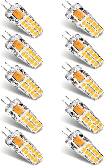 10 Pack G4 LED Bulb 12V AC/DC 3W Bi-Pin Base 476c G4 Bulb 30W T3 LED Halogen Lights Replacement (Soft Warm White