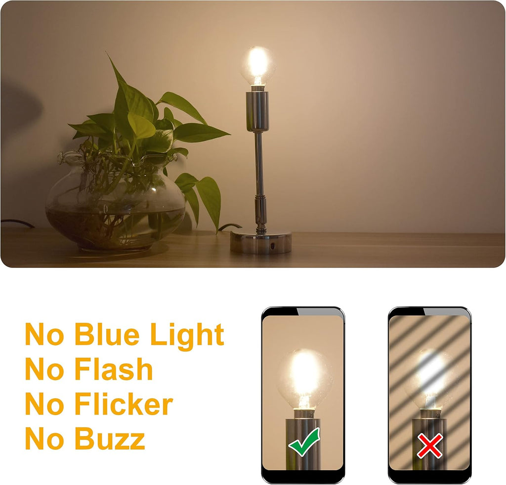 Vintage E12 LED Ceiling Fan Bulb Dimmable, 2W Globe G16.5 LED Chandelier Bulb, 25Watt Incandescent Bulb Equivalent