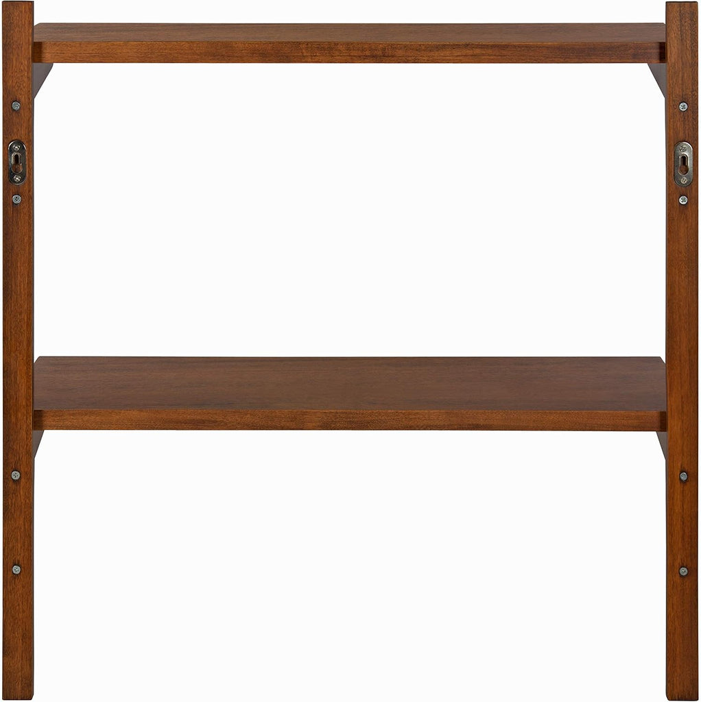 Meridien Mid-Century Wall Shelves, 24" x 8" x 24", Walnut, Transitional Wall Decor and Storage