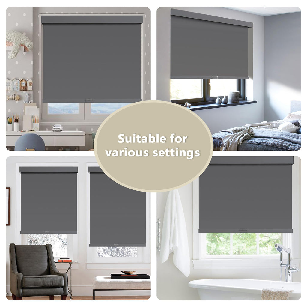 Cordless Blackout Roller Shades Blinds for Windows, Grey