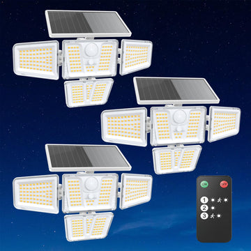 Solar Flood Lights Outdoor, White Motion Sensor Lights