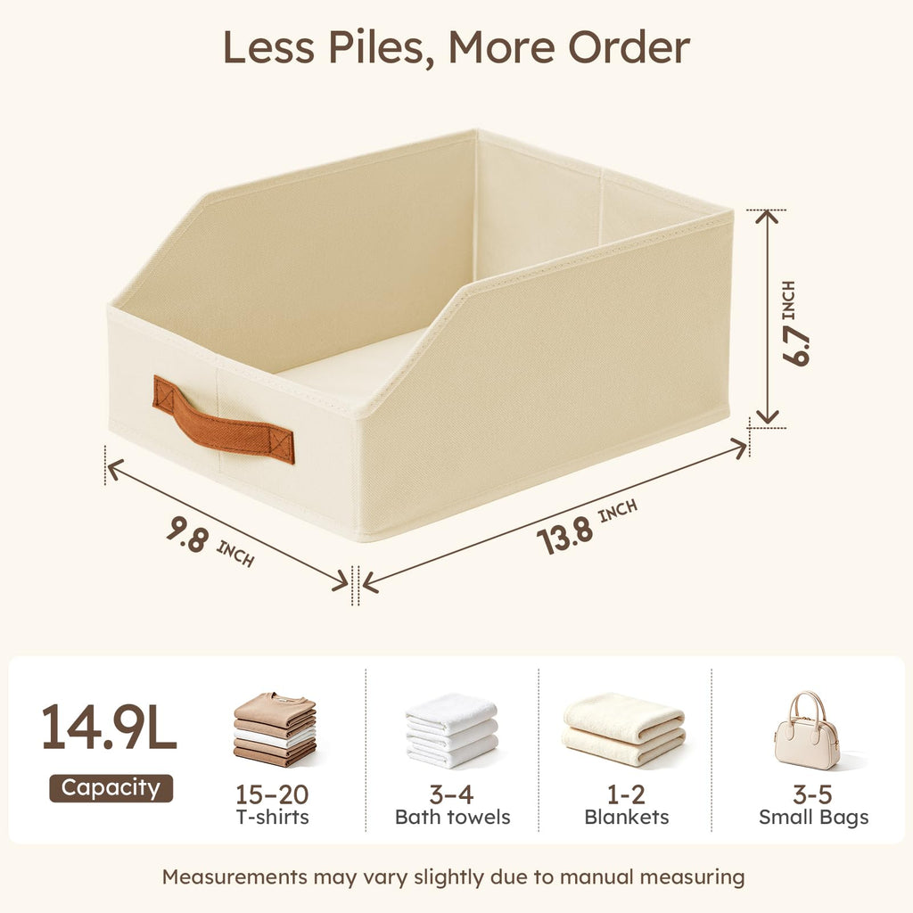 Fabric Storage Bins for Organizing - 6 Pack Large Trapezoid Collapsible Storage Bins with Front Handle, Closet