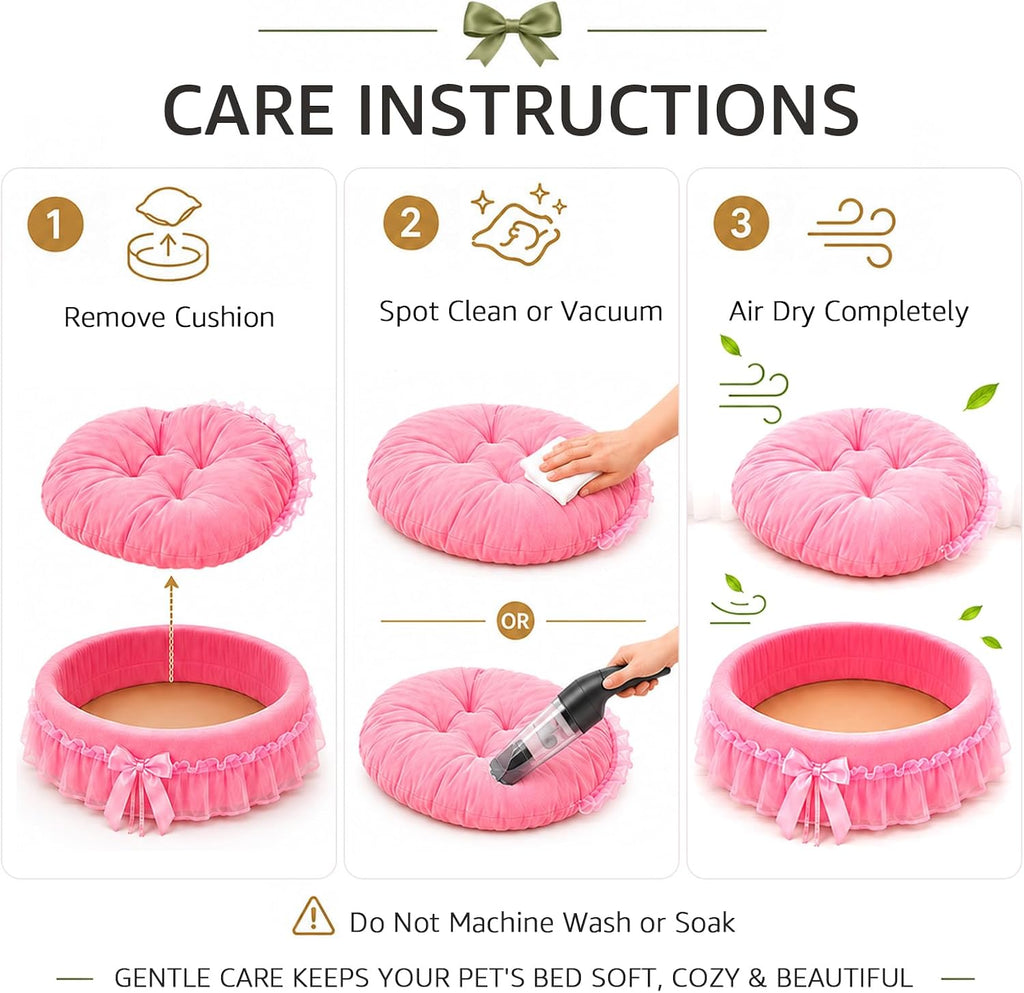 Pink Dog Bed Washable Princess Cat Couch Soft Plush Pet Sofa Nest Mat Snuggle Kitten Puppy Cave Beds Cute Cozy Kitten