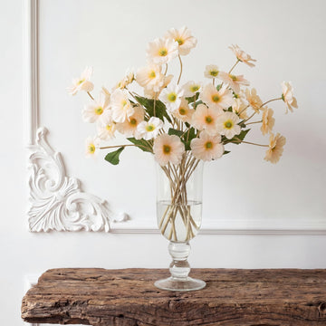 Champagne Artificial Ranunculus Flowers, 31.5" Tall Faux Silk Persian Buttercup 24 Heads Flower Stems with Leaves
