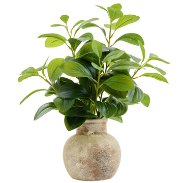 Fake Faux Potted Plant Ficus Ceramic Pot Rustic Home Decor