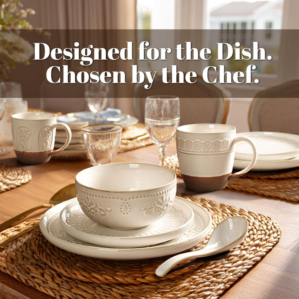 Plates And Bowls Sets, 16 Pieces Dinnerware Sets, Dish Set For 4, Ceramic Kitchen Bowl And Plate Set, Embossed White