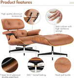 Modern Chaise Lounge Chair and Ottoman — Leather