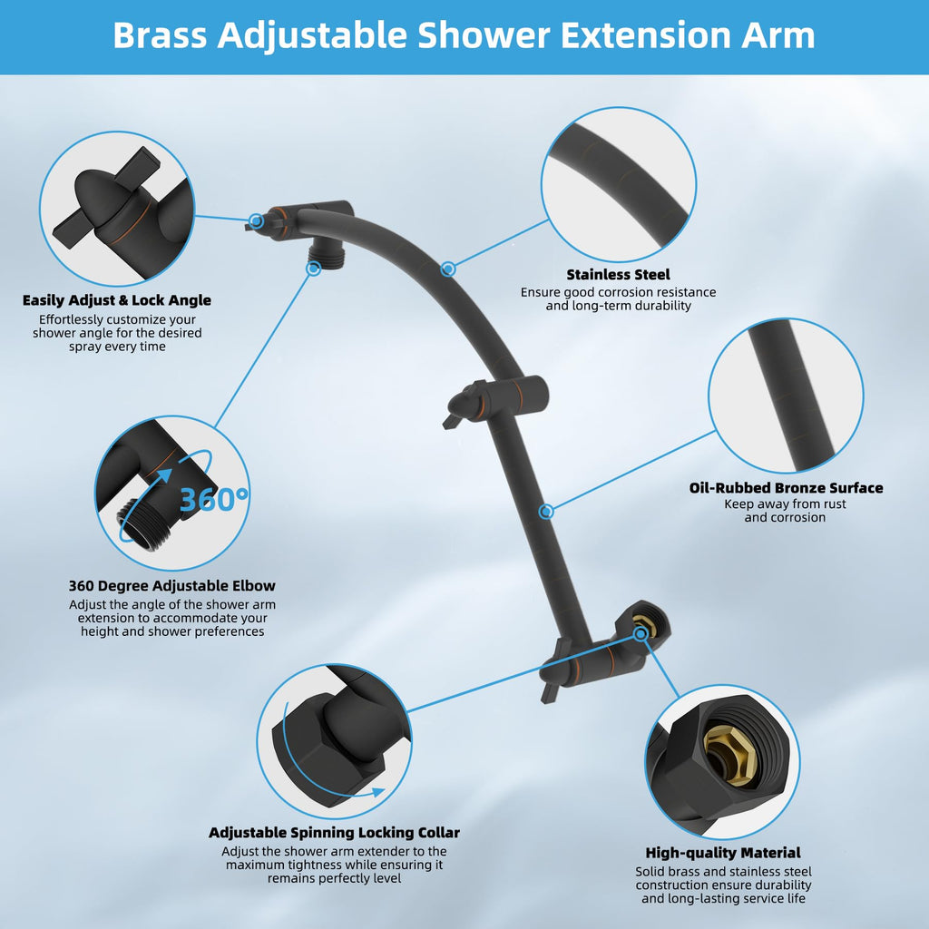 12'' Rain Shower Head with 16'' Extension Arm, Oil Rubbed Bronze