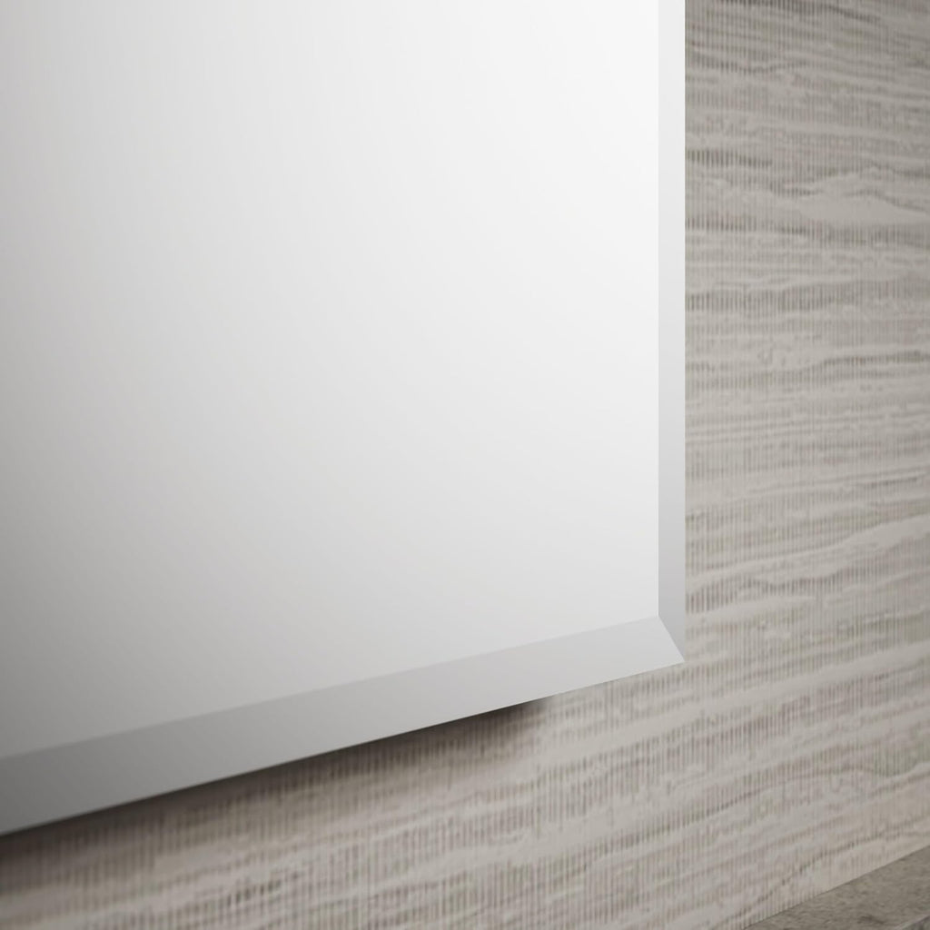 CB-CLC1526FS Frameless Bathroom Mirror Medicine Cabinet, Single Door, Rectangular Beveled Edge Frame, Bathroom