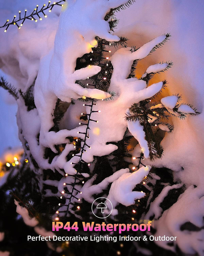 Cluster Christmas Tree Lights 1000 LEDs - Outdoor Waterproof 33FT Christmas Firecracker Twinkle Cluster Lights - 8
