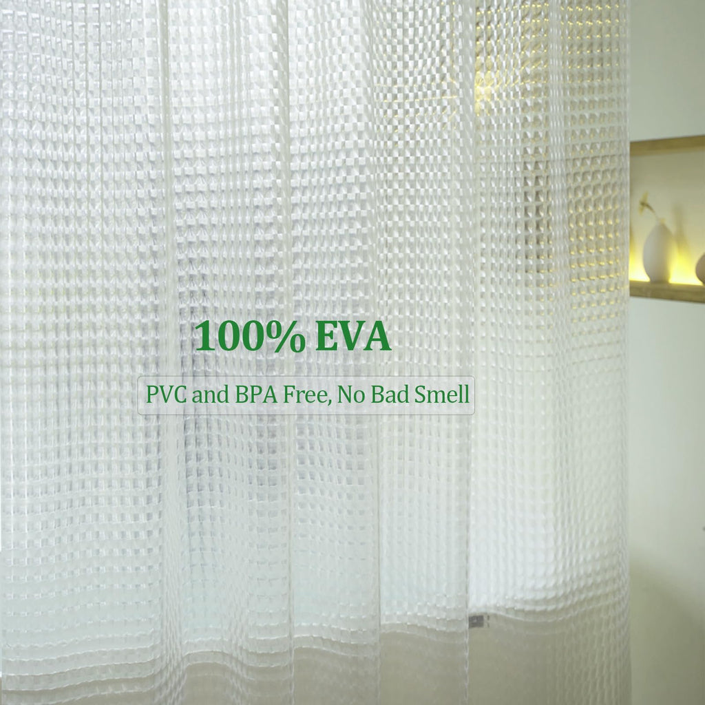 76 inch Long Shower Curtain Liner, EVA Heavy Duty Longer Bath Clear Shower Liner with 3 Strong Weighted Magnets, 100%