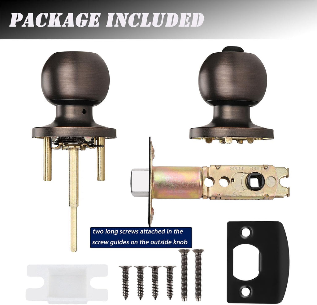 Keyed Alike Door Knob Locks, Exterior Door Handles, Front Entry Door Knobs, Bedroom Door Locks, Oil Rubbed Bronze, 6