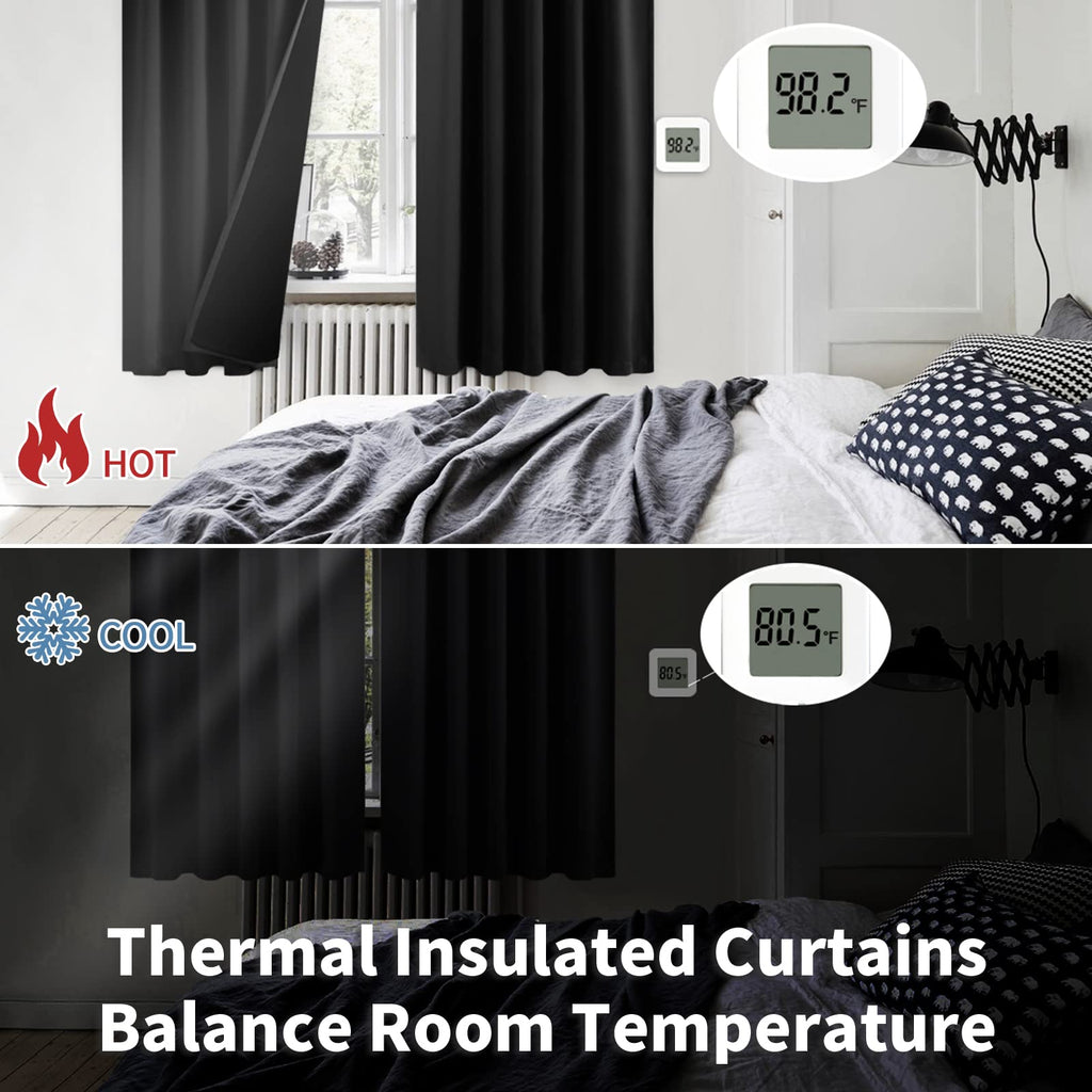 Thermal Insulated 100% Blackout Curtains 90 Inches Long with Liner