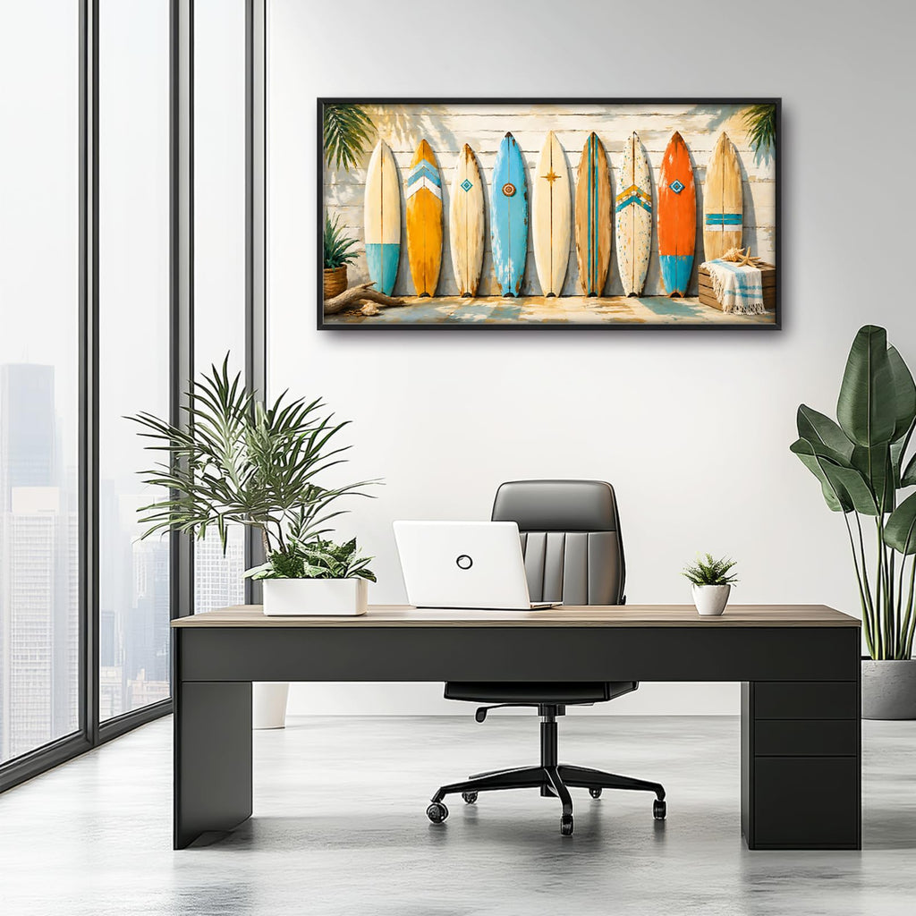 Large Surfboard Wall Art Coastal Beach Surfing Wall Decor 60"L x 30"W