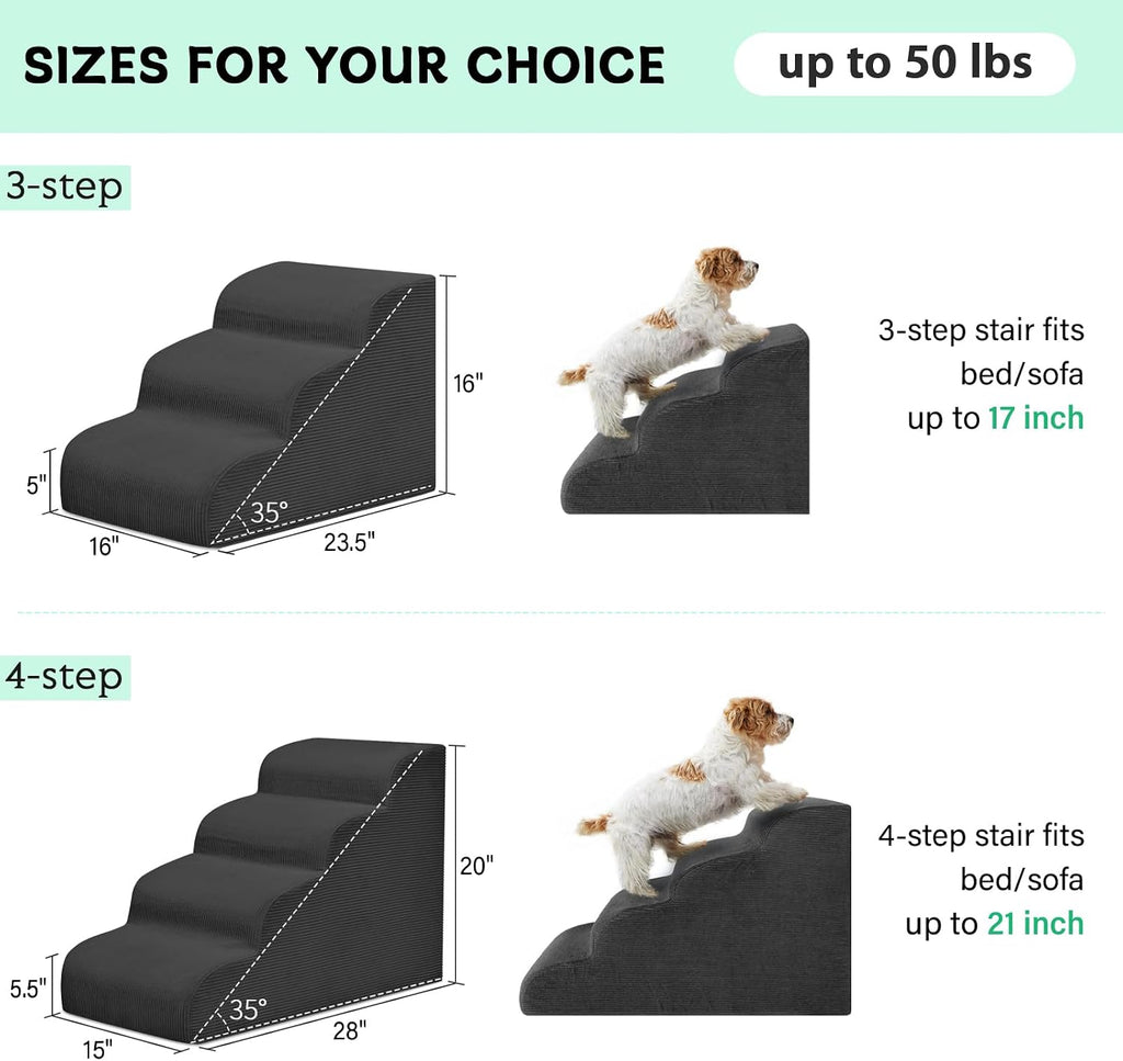 4 Step Dog Stairs Pet Ramp for High Beds, Sofas and Cars