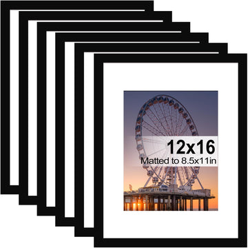 12x16 Picture Frame Black Set of 6, Diamond Art Painting Frames Display Photo 8.5x11 or 12 x 16 without Mat, Wall