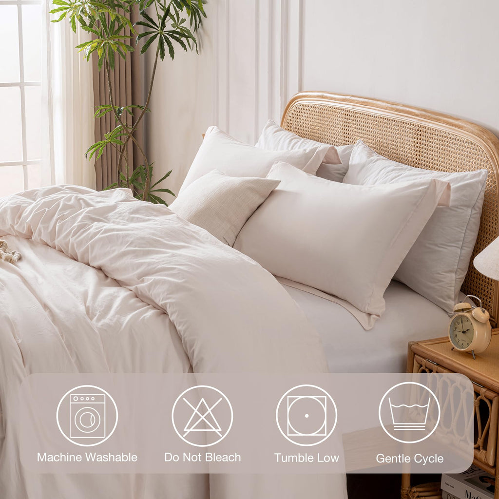 Bridal Blush 100% Washed Cotton Duvet Cover Set