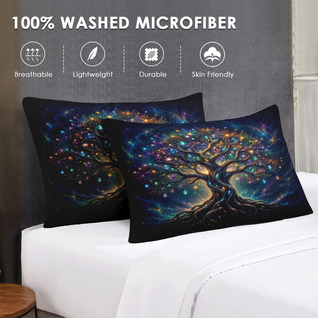 7 Pcs Queen Size Comforter Set, Tree Crystal Bedding