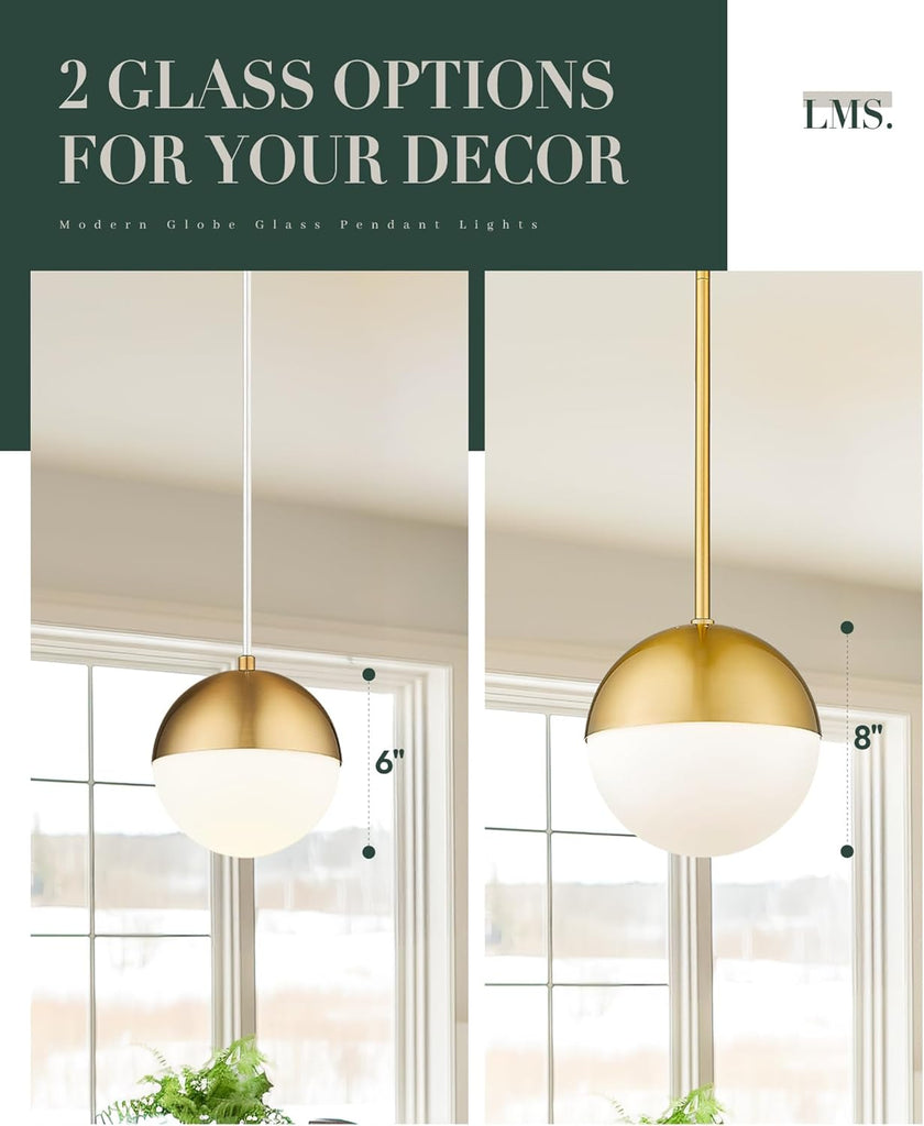 Modern Pendant Lighting Gold Globe Pendant Light Fixture, Mid Century Chandelier One Light Hanging Fixture for