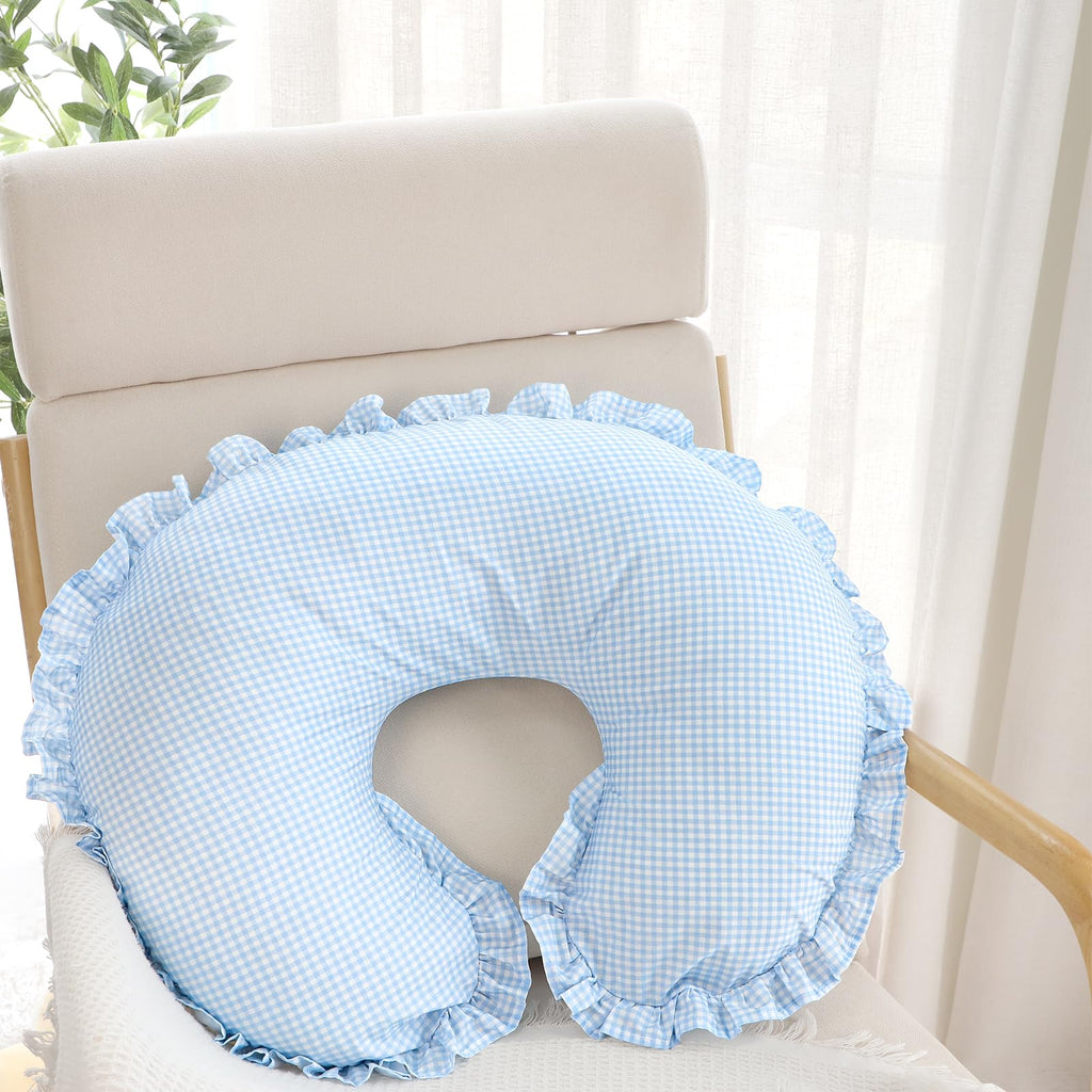 Cotton Nursing Pillow Cover, Removable Ruffled Pillowcase for Breastfeeding Pillows, Ultra Soft Comfortable Slipcover