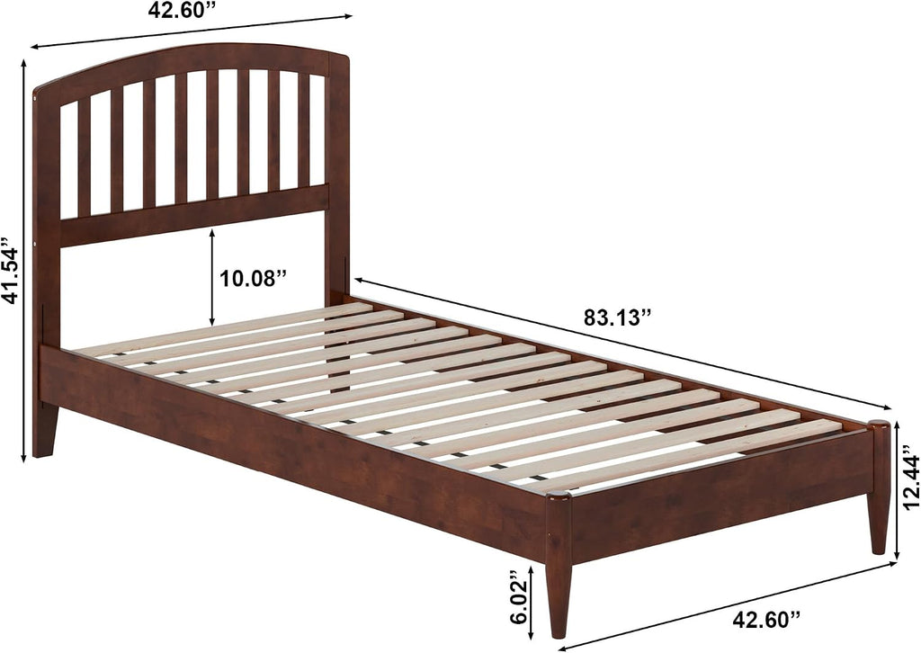 Quincy Twin XL Solid Wood Low Profile Platform Bed, Walnut