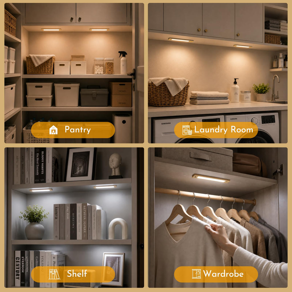 Motion Sensor Cabinet Light, Rechargeable, Dimmable, 4Pcs, 9in