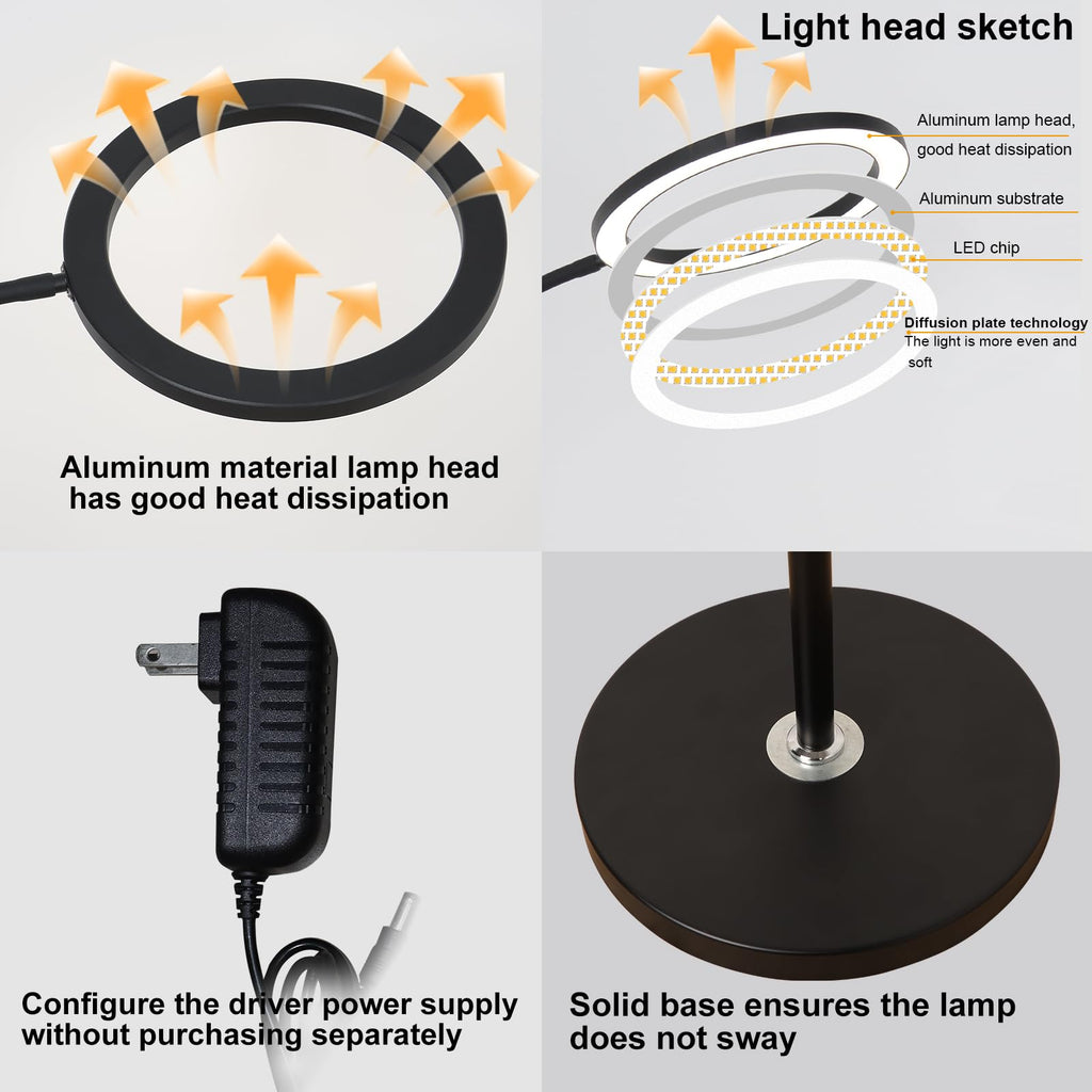 Super Bright 24W LED Reading Floor Lamp, Remote and Touch Dimmable