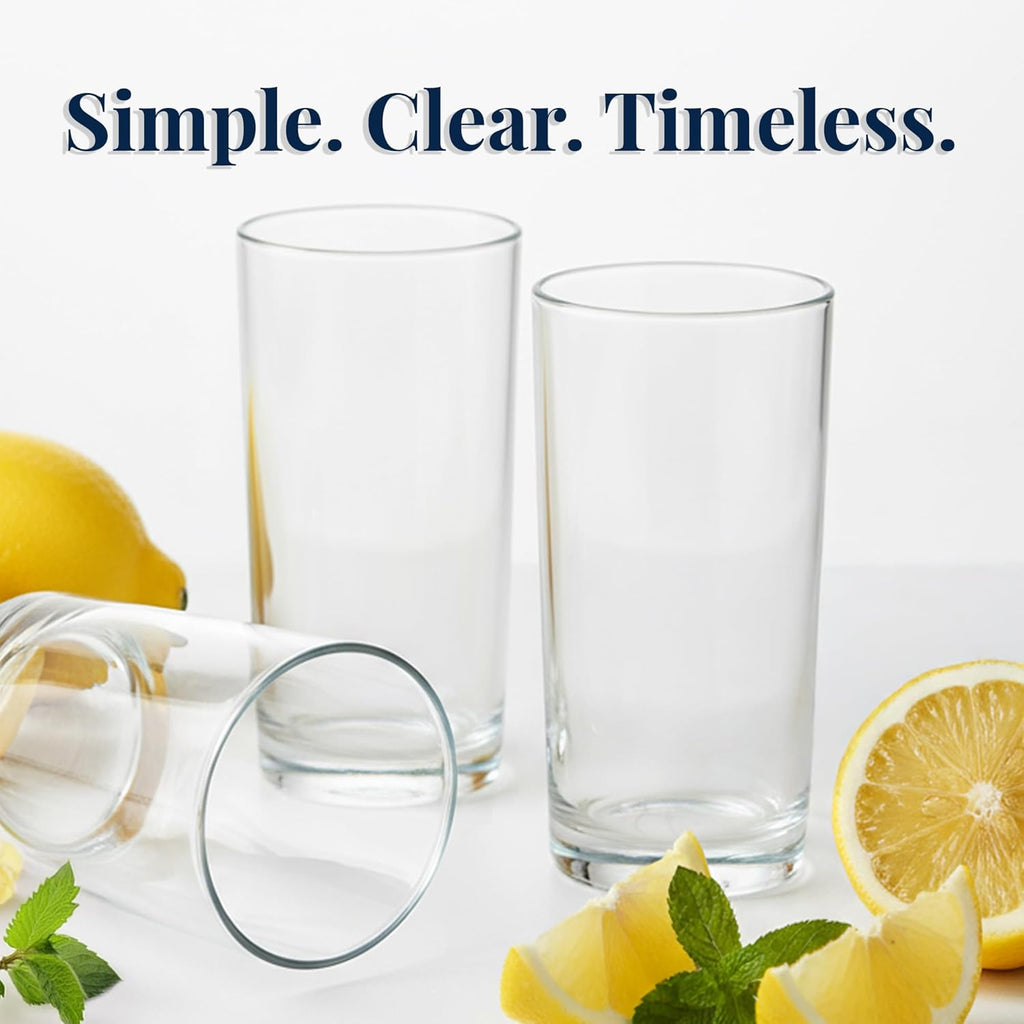 Classic Clear Plastic Reusable Drinking Glasses (Set of 6) 16oz Water Cups | BPA-Free Tumblers, Made in USA |